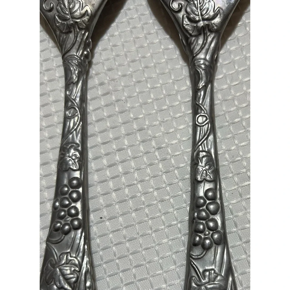 Vintage LENOX Salad Serving Utensil 2 Pc Set Pewter Grape vine pattern